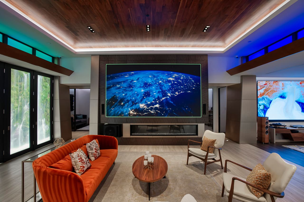 The showroom video wall running a demonstration